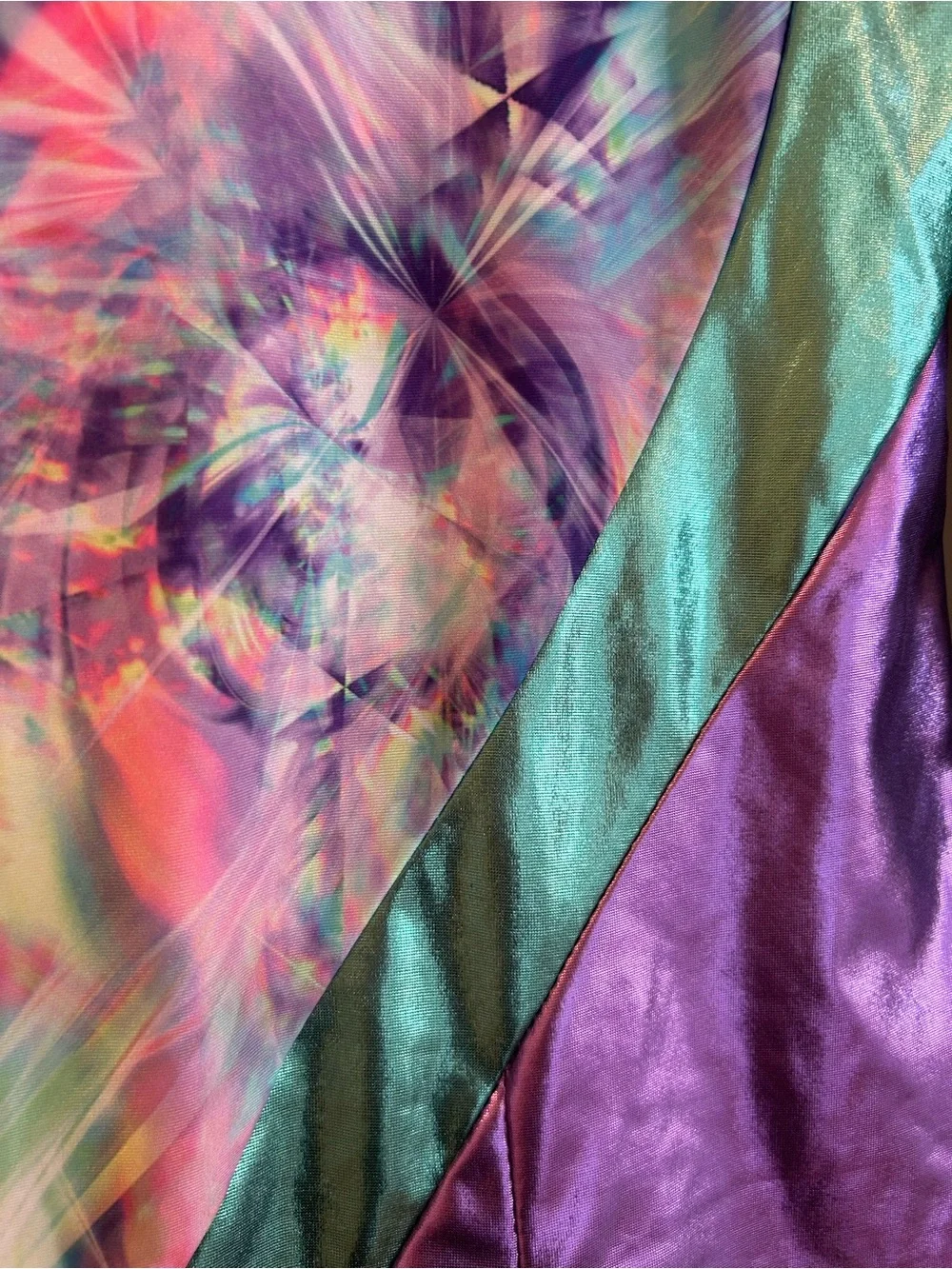iEFiEL Shimmer Tie-Dye Metallic Girls' Gymnastics Dance Leotard - Teal & Purple